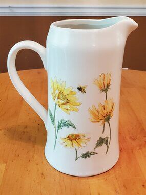 Maxcera Pitcher Daisies & Bees Sunflowers Handcrafted